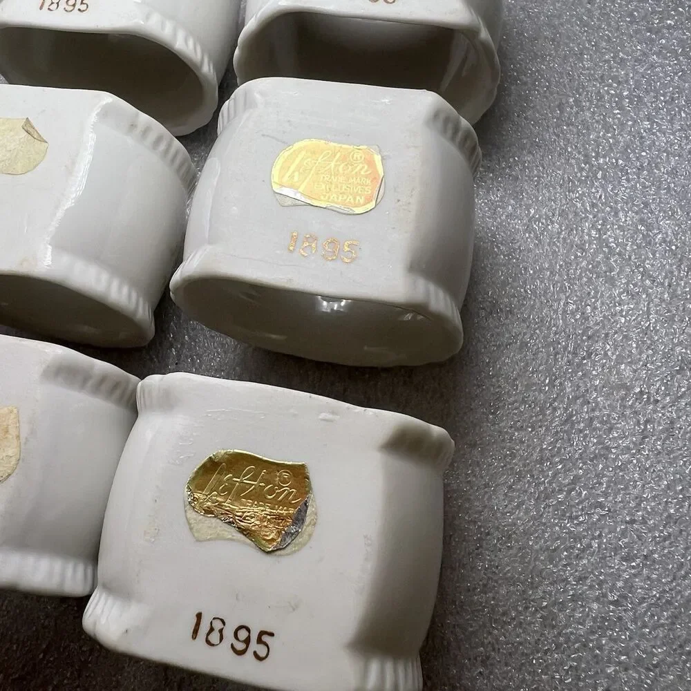 Vintage Set (6) Lefton JAPAN Porcelain Floral NAPKIN RINGS #01895 Cottagecore